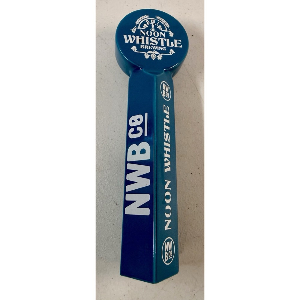 Noon Whistle Brewing Ceramic Beer Tap Handle 10" Blue keg